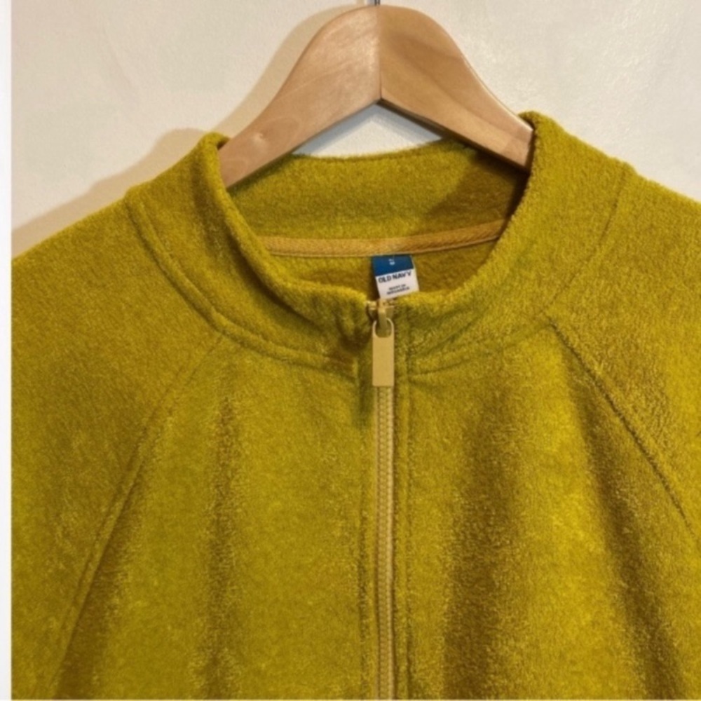 OldNavy Half Zip Up Terry Towel Fleece Sweater Size Large Chartreuse - Picture 4 of 10